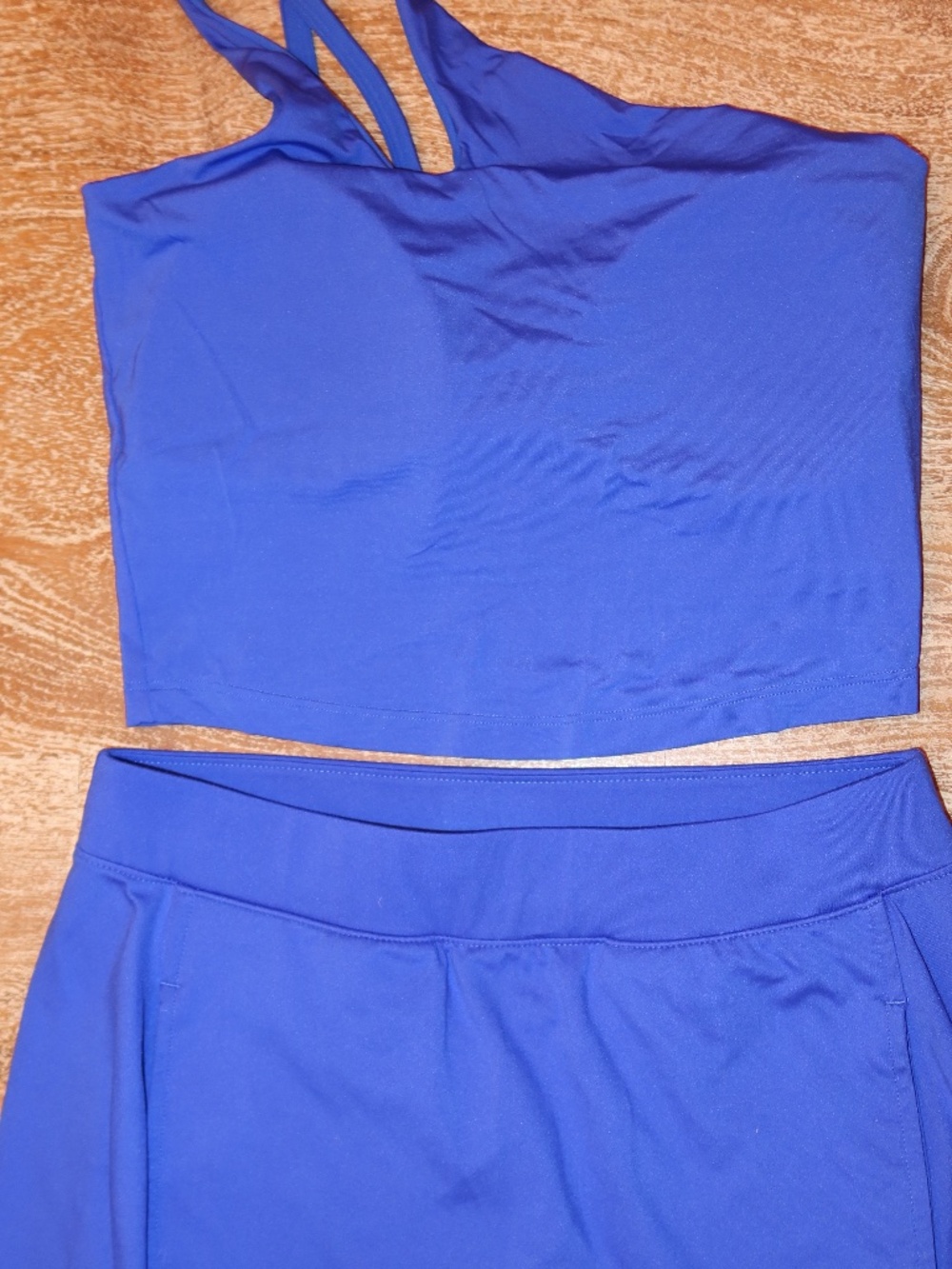 Women Two Piece Matching Active Set Royal Blue Size S Bottom Size M Top
